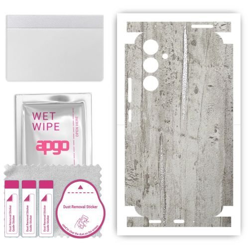 folia naklejka skórka strukturalna na TYŁ+BOKI do Samsung Galaxy A54 - Beton Srebrne Paski - apgo SKINS