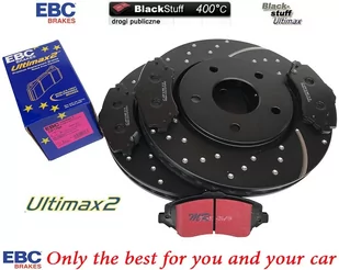 Przednie klocki Ultimax2 + NAWIERCANE NACINANE tarcze hamulcowe 302mm EBC seria GD Chrysler Voyager Town Country -2012 - Tarcze hamulcowe - miniaturka - grafika 2