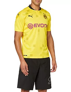 Koszulki męskie - PUMA PUMA Męska koszulka piłkarska Bvb Cup replika koszulki Ss With Evonik W/O Opel Cyber Yellow-puma Black M 759544 - grafika 1