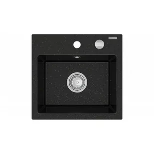 Mexen Milo zlewozmywak granitowy 1-komorowy 435 x 410 mm, czarny/złoty metalik - 6505441000-75 - Zlewozmywaki - miniaturka - grafika 1