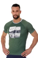 Koszulki sportowe męskie - Koszulka męska Brubeck City Air SS13240A zielony - miniaturka - grafika 1
