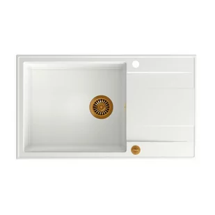 QUADRON Zlew EVAN 136 XL snow white + syfon MIEDŹ - Zlewozmywaki - miniaturka - grafika 1