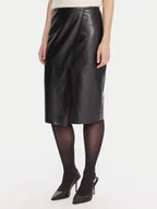 Spódnice - KAOS Spódnica z imitacji skóry RI1LE012 Czarny Regular Fit - miniaturka - grafika 1