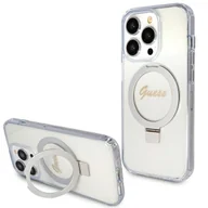 Szkła hartowane na telefon - Guess GUHMP15XHRSGSD iPhone 15 Pro Max 6.7" przezroczysty/transparent hardcase Ring Stand Script Glitter MagSafe - miniaturka - grafika 1