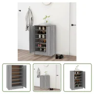 Szafki na buty - The Living Store Szafka na buty szara Sonoma 60x35x92 cm Materiał drewnopochodny - miniaturka - grafika 1