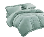 Pościel - Pościel falbanka mięta 200x200 - 3 cz. - miniaturka - grafika 1
