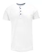 Koszulki męskie - T-shirt Bawełniany, Biały bez Nadruku, Krótki Rękaw, Dekolt z Guzikami -BASTION - Bastion - miniaturka - grafika 1