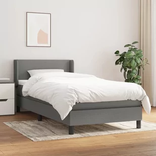 Lumarko Łóżko kontynentalne z materacem, ciemnoszara tkanina 100x200 cm - Łóżka - miniaturka - grafika 1
