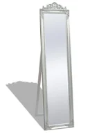 Lustra - Srebrne stojące lustro z ozdobną ramą E3-F67 - miniaturka - grafika 1