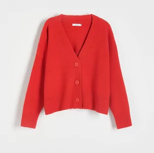 Reserved - Sweter na guziki - Czerwony - Swetry damskie - miniaturka - grafika 1