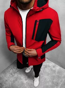 KURTKA SOFTSHELL PRZEJŚCIOWA MĘSKA Z KAPTUREM CZERWONA OZONEE JS/HM188/5 - Ozonee - Kurtki męskie - miniaturka - grafika 1
