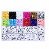 Dekoratorstwo - Koraliki zestaw 2700 szt kolorowe literki czarne - miniaturka - grafika 1