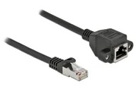 Kable miedziane - DeLOCK Przedłużacz kabla sieciowego S/FTP RJ45 męski do RJ45 żeński Cat.6A 25 cm czarny 86998 - miniaturka - grafika 1