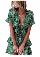 Sukienki - Letnia sukienka zielona w grochy - miniaturka - grafika 1