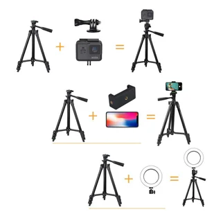 Statyw uniwersalny Alogy Tripod uchwyt do telefonu stojak 1/4 do kamer GoPro z pilot Bluetooth, pokrowiec Czarny - Statywy fotograficzne - miniaturka - grafika 6
