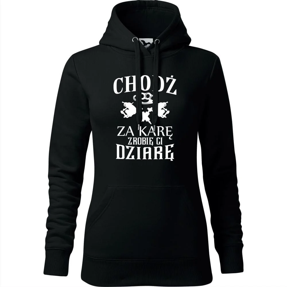 Damska Bluza Z Kapturem - Chodź Za Karę Zrobię Ci Dziarę Czarny Xl
