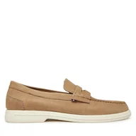 Mokasyny męskie - Mokasyny Tommy Hilfiger Nubuck P Loafer FM0FM05350 Beżowy - miniaturka - grafika 1