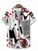 Koszule męskie - KOSZULA MĘSKA KRÓTKI RĘKAW KARTY POKER CASINO LETNIA HAWAJSKA NA PLAŻĘ L - miniaturka - grafika 1