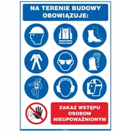 Akcesoria BHP - Tablica nakazów na terenie budowy 30x42cm PCV 1mm - miniaturka - grafika 1