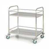 Wózki magazynowe - B2B Partner Nierdzewny wózek półkowy, 2 półki z oramowaniem, 860x540 mm WT-A00703 - miniaturka - grafika 1