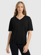 Koszulki i topy damskie - T-shirt oversize z modalem damski 4F 4FRAW25TTSHF3283-21S Czarny XS - miniaturka - grafika 1