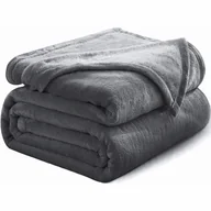 Koce - MIĘKKI KOC 130x170 CORAL NARZUTA NA ŁÓŻKO FOTEL KANAPĘ PLED PUSZYSTY SZARY - miniaturka - grafika 1