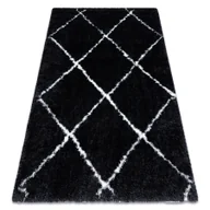 Dywany - Dywan FLUFFY 2373 shaggy kratka, trellis - antracyt / biały czarny 160x220 cm - miniaturka - grafika 1