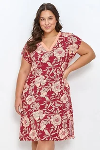 Damska koszulka nocna Blossom PLUS SIZE czerwona  XXL - Bielizna nocna - miniaturka - grafika 1