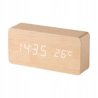 Zegary - ZEGAR Temperatura BUDZIK Klaskacz GŁOS DREWNIANY - miniaturka - grafika 1