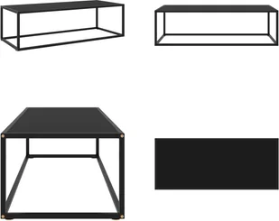 vidaXL Stolik kawowy czarny z czarnym szkłem 120x50x35 cm - Stolik kawowy - Stoliki kawowe - Stolik boczny - Stoliki boczne - Ławy i stoliki kawowe - miniaturka - grafika 1