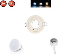 Żarówki LED - Reflektor wpuszczany Obrotowy 35° GU10 Ø85mm Otwór wiercony aluminium w komplecie GU10 5W Neutralna biała żarówka LED 350lm Biały Szczotkowany Okrągły - miniaturka - grafika 1