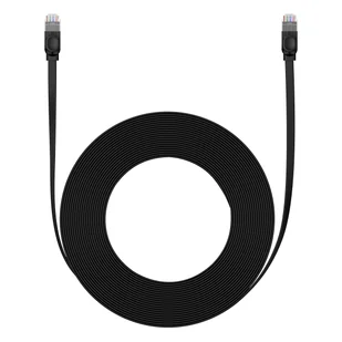 Kabel przewód sieciowy Ethernet Cat 6 RJ-45 1000Mb/s płaski 12m czarny - Patchcordy - miniaturka - grafika 1