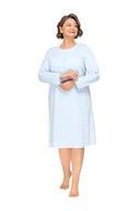 Bielizna nocna - KOSZULA NOCNA DAMSKA 3XL DŁUGI RĘKAW BAWEŁNIANA NIEBIESKA ROZPINANA LUŹNA - miniaturka - grafika 1