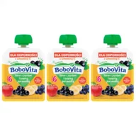 Desery dla dzieci - BoboVita Mus banan z jagodami i czarną porzeczką po 6 miesiącu zestaw 3 x 80 g - miniaturka - grafika 1