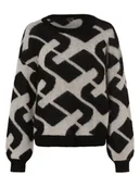 Swetry damskie - comma - Sweter damski z dodatkiem alpaki, czarny|beżowy|wielokolorowy - miniaturka - grafika 1