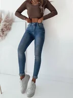 Spodnie damskie - SPODNIE JEANSOWE SKINNY Z WYSOKIM STANEM- NIEBIESKIE - Olika - miniaturka - grafika 1