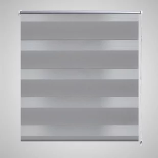 vidaXL Roleta Zebra 140x175 cm Szara - Zasłony - miniaturka - grafika 1
