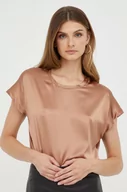 Bluzki damskie - Pinko bluzka jedwabna kolor beżowy gładka - miniaturka - grafika 1