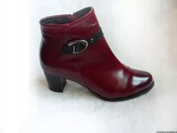 BnW Skórzane botki bordowe słupek 6 cm - Botki damskie BnW Skórzane botki bordowe słupek 6 cm - Botki damskie - miniaturka - grafika 1