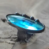 Pierścionki - Turkusowy regulowany witrażowy pierścionek - miniaturka - grafika 1