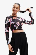 Bluzki damskie - Desigual longsleeve damski kolor czarny - miniaturka - grafika 1