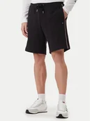 Spodnie sportowe męskie - Tommy Hilfiger Szorty sportowe Global Stripe MW0MW42883 Czarny Regular Fit - miniaturka - grafika 1