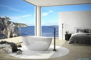 Besco Goya 170x72cm wanna wolnostojąca konglomeratowa MATOWA + syfon klik-klak biały czyszczony od góry #WMMB-170GKW | - Wanny z hydromasażem - miniaturka - grafika 7