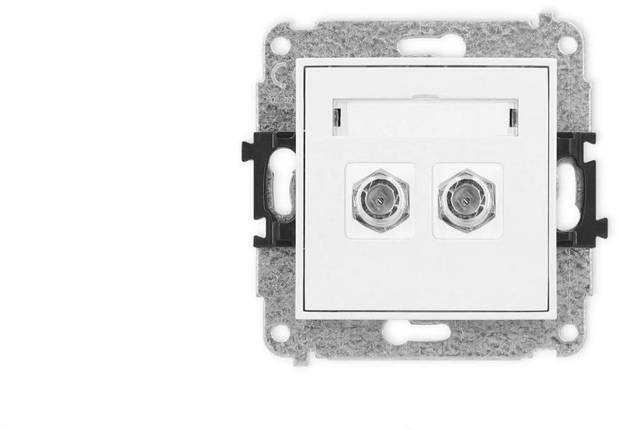 Karlik ICON Mechanizm gniazda antenowego podwójnego typu F SAT niklowany biały IGF-2