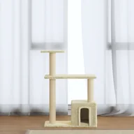 Drapaki dla kotów - vidaXL Drapak dla kota ze słupkami sizalowymi kremowy 70 cm 171433 - miniaturka - grafika 1