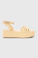 Sandały damskie - Tommy Hilfiger sandały ESSENTIAL FLATFORM SANDAL damskie kolor żółty na koturnie FW0FW07161 - miniaturka - grafika 1