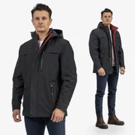 Kurtki męskie - Kurtka Męska Przejściowa Z Kapturem Funkcjonalna Wiosenna Casual Granatowa XL Granatowy - miniaturka - grafika 1