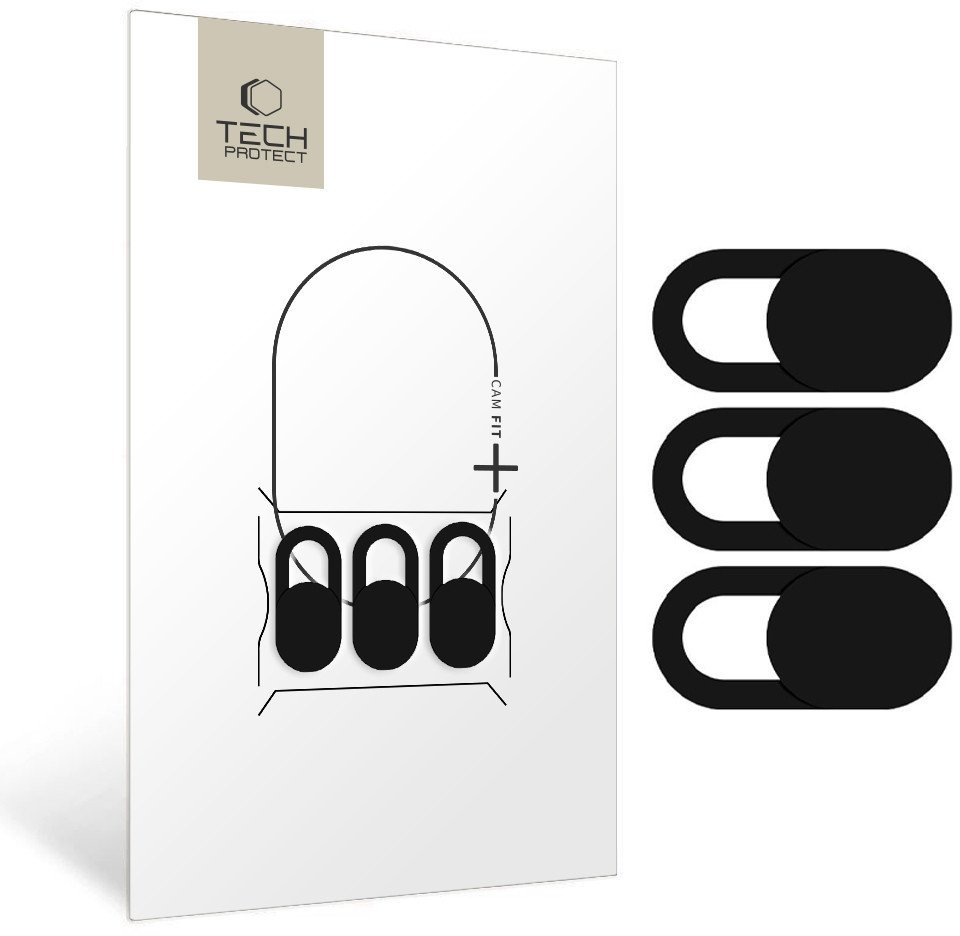 ZAŚLEPKA NA KAMERĘ TECH-PROTECT CAM FIT+ 3-PACK LAPTOP WEBCAM COVER BLACK