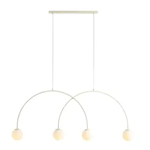 Łukowa lampa wisząca UNA 1116L9_L okrągła szklana beżowa biała - Lampy sufitowe - miniaturka - grafika 1