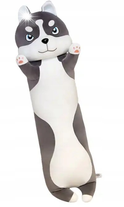 DŁUGI CZARNY PIES HUSKY PODUSZKA MASKOTKA DLA DZIECI PLUSZAK 110 cm